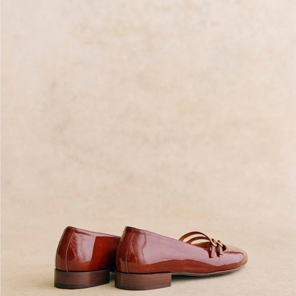 Sezane Glossy Burgundy Double Strap Flats - Picture 8 of 11